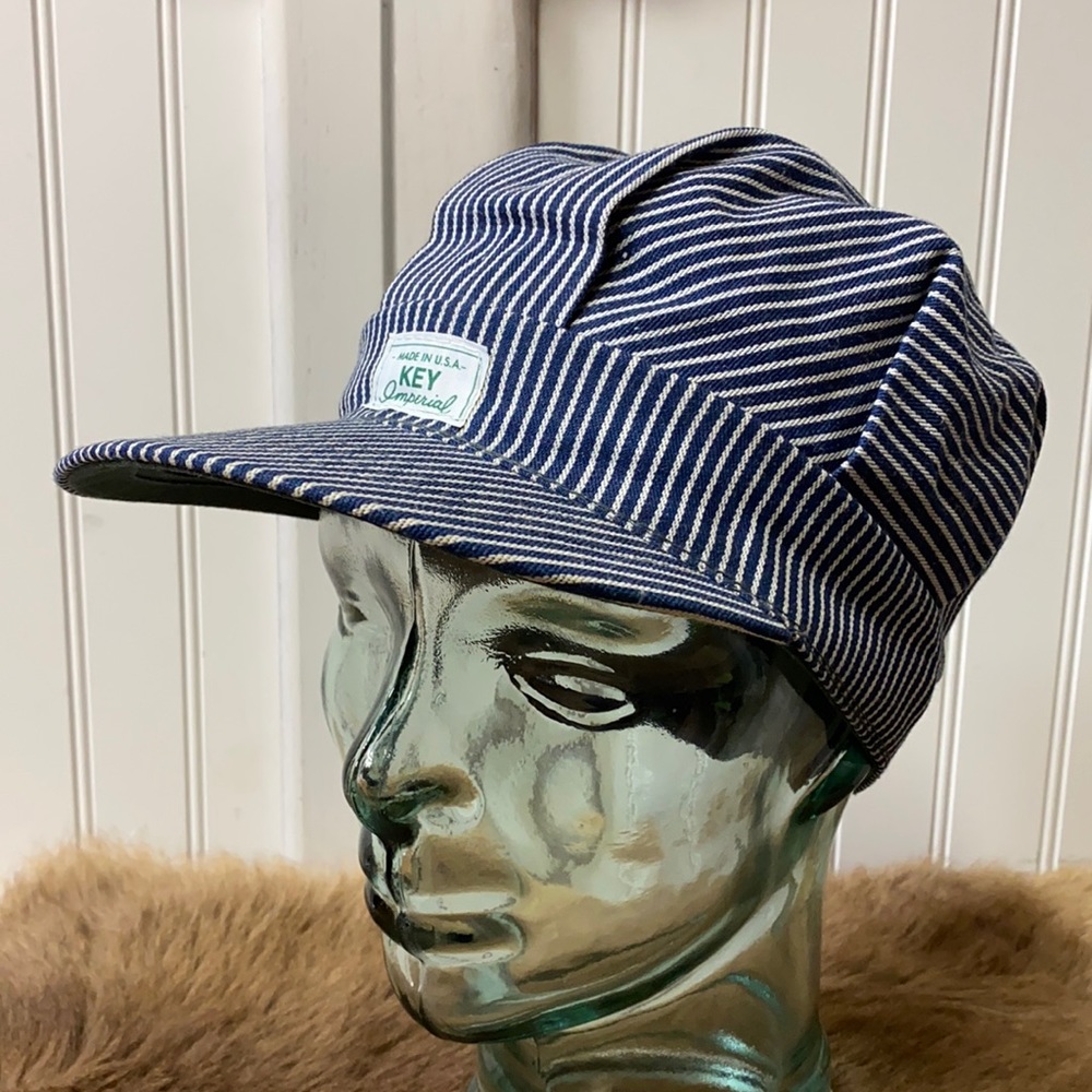 Key Imperial Railroad Train Engineer Stripe Conductors Hat 6 3/4